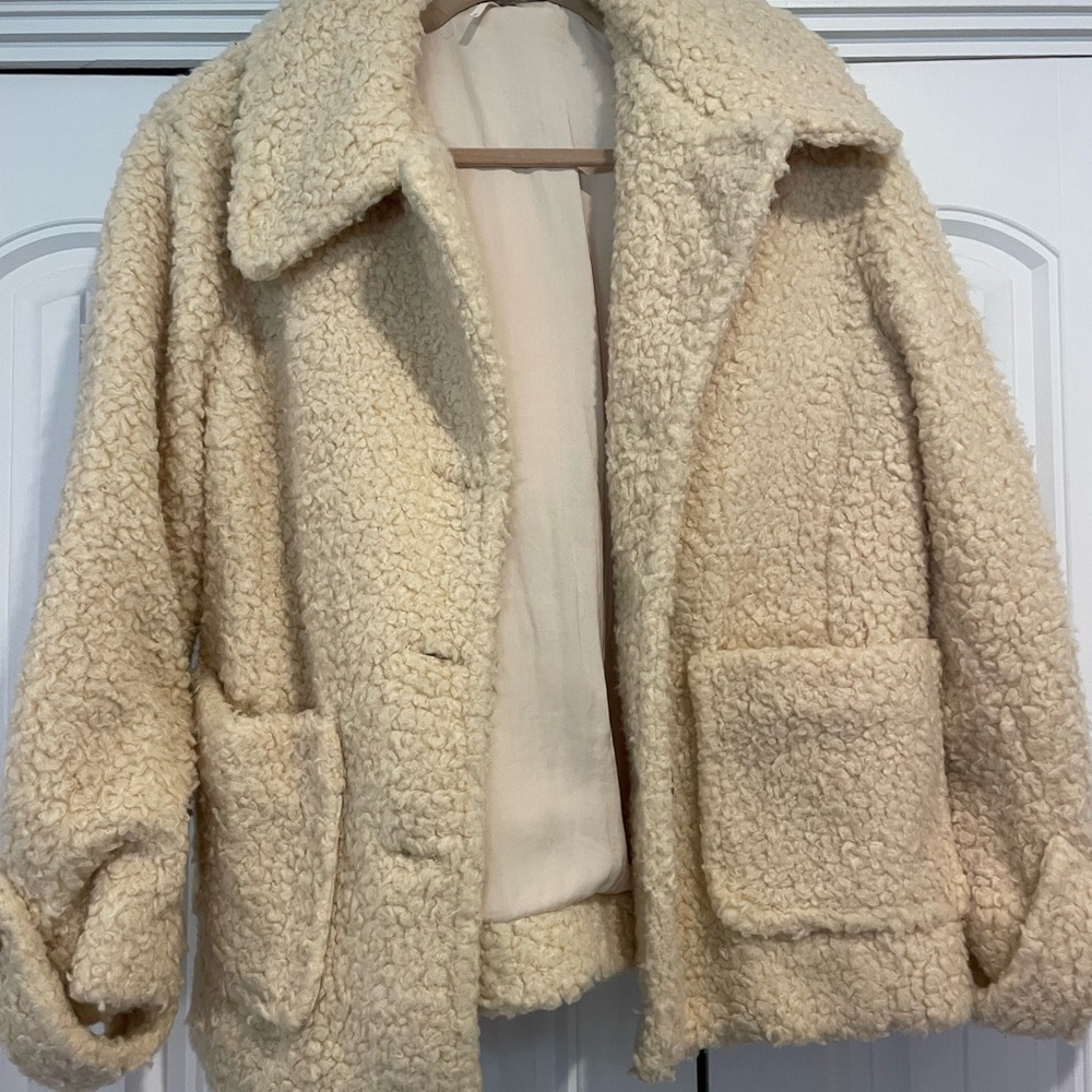 Free People Cream Teddy Jacket